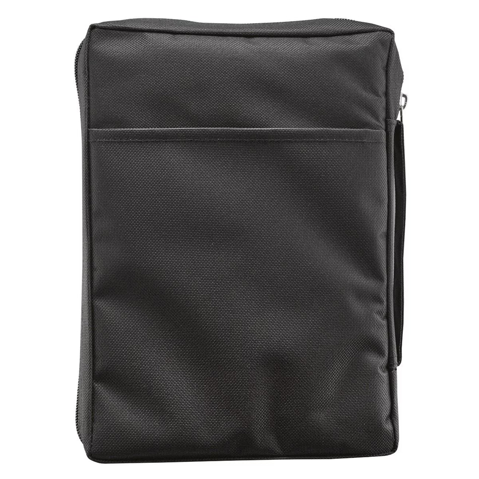 Polyester with Fish Badge in Black Bible Cover
