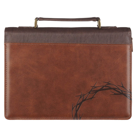 Crown of Thorns Brown Faux Leather Classic Bible Cover - Isaiah 53:3 (1220000329935) by Christian Art Gifts