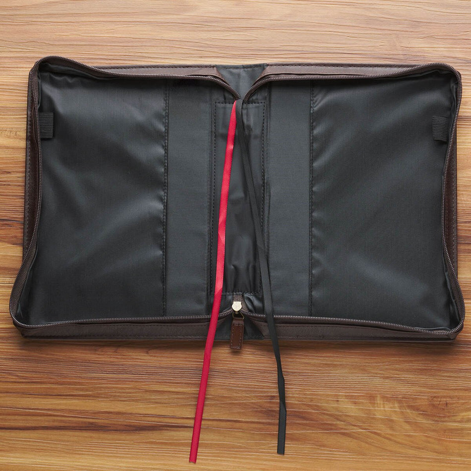 Crown of Thorns Brown Faux Leather Classic Bible Cover - Isaiah 53:3 (1220000329935) by Christian Art Gifts, product view 2