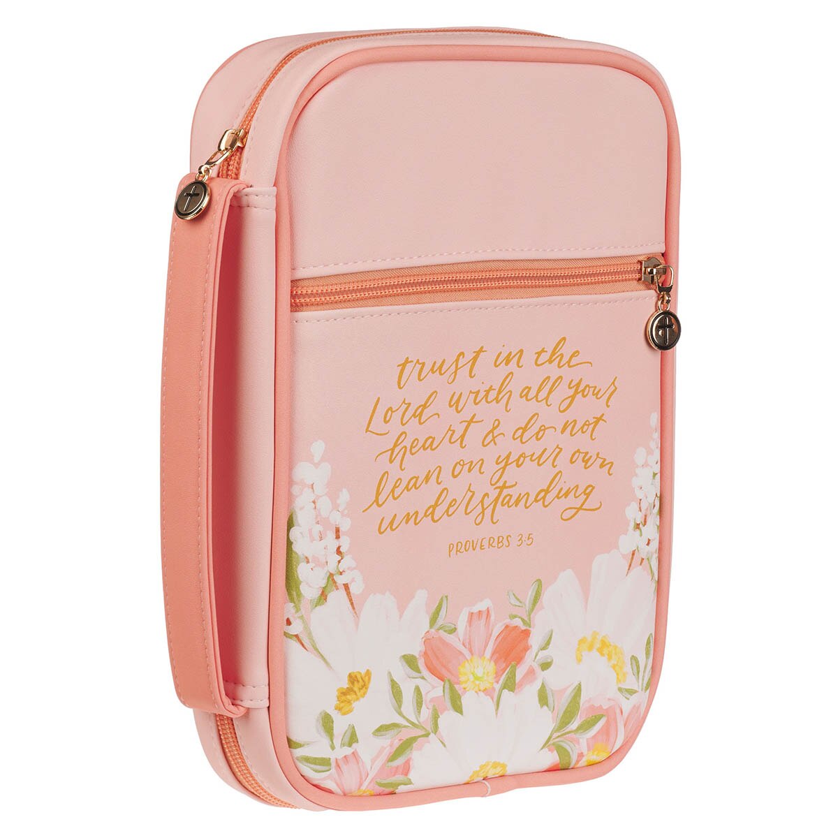 Trust in the Lord Peach Floral Faux Leather Fashion Bible Cover - Proverbs 3:5 by Christian Art Gifts, product view 5