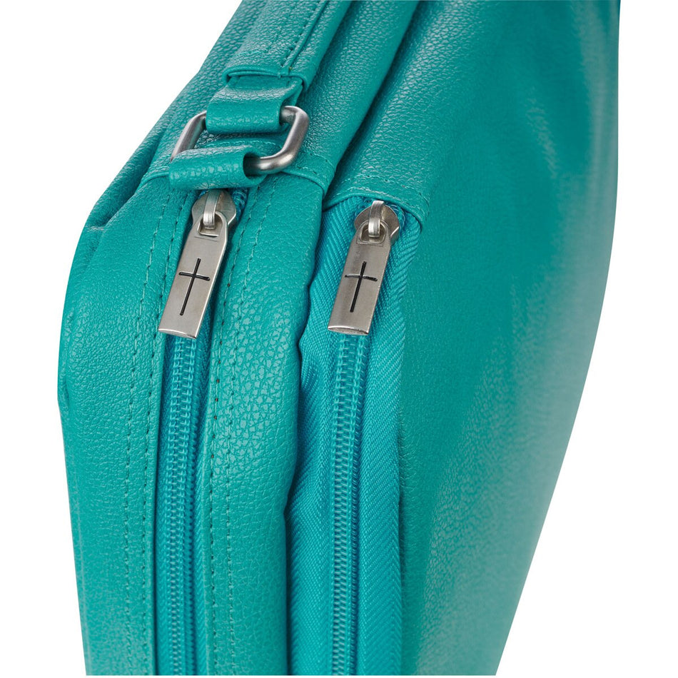 Two-Fold Turquoise Faux Leather Organizer Bible Cover by Christian Art Gifts, product view 2