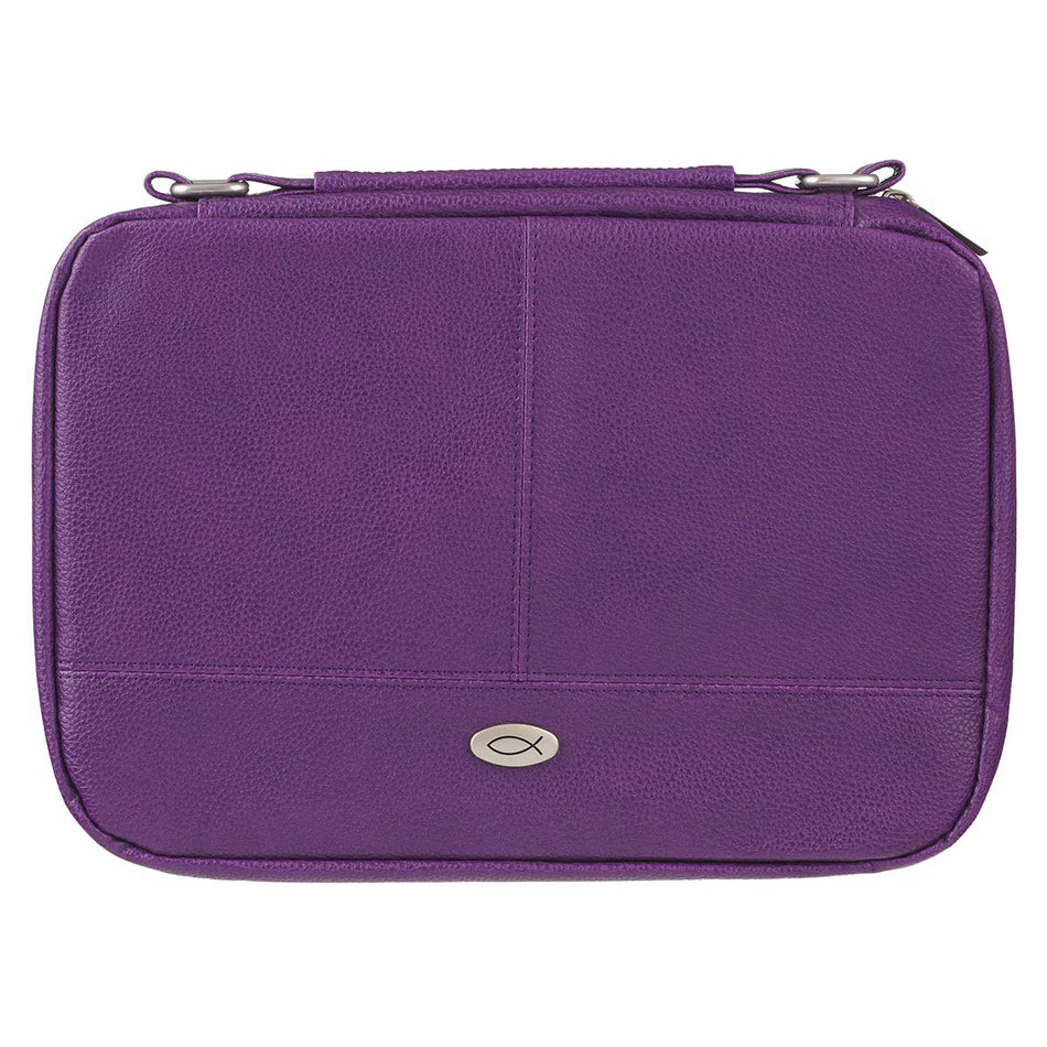 Two-fold Purple Faux Leather Organizer Bible Cover