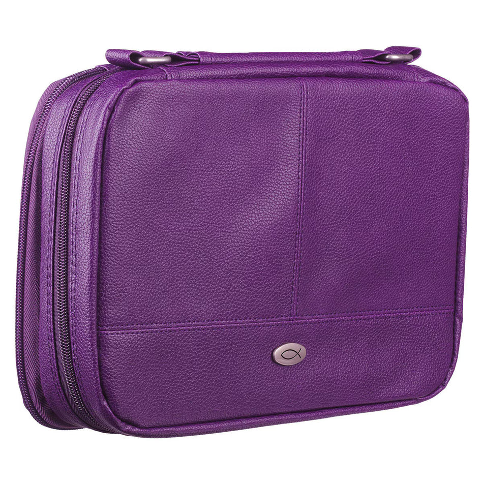 Two-fold Purple Faux Leather Organizer Bible Cover