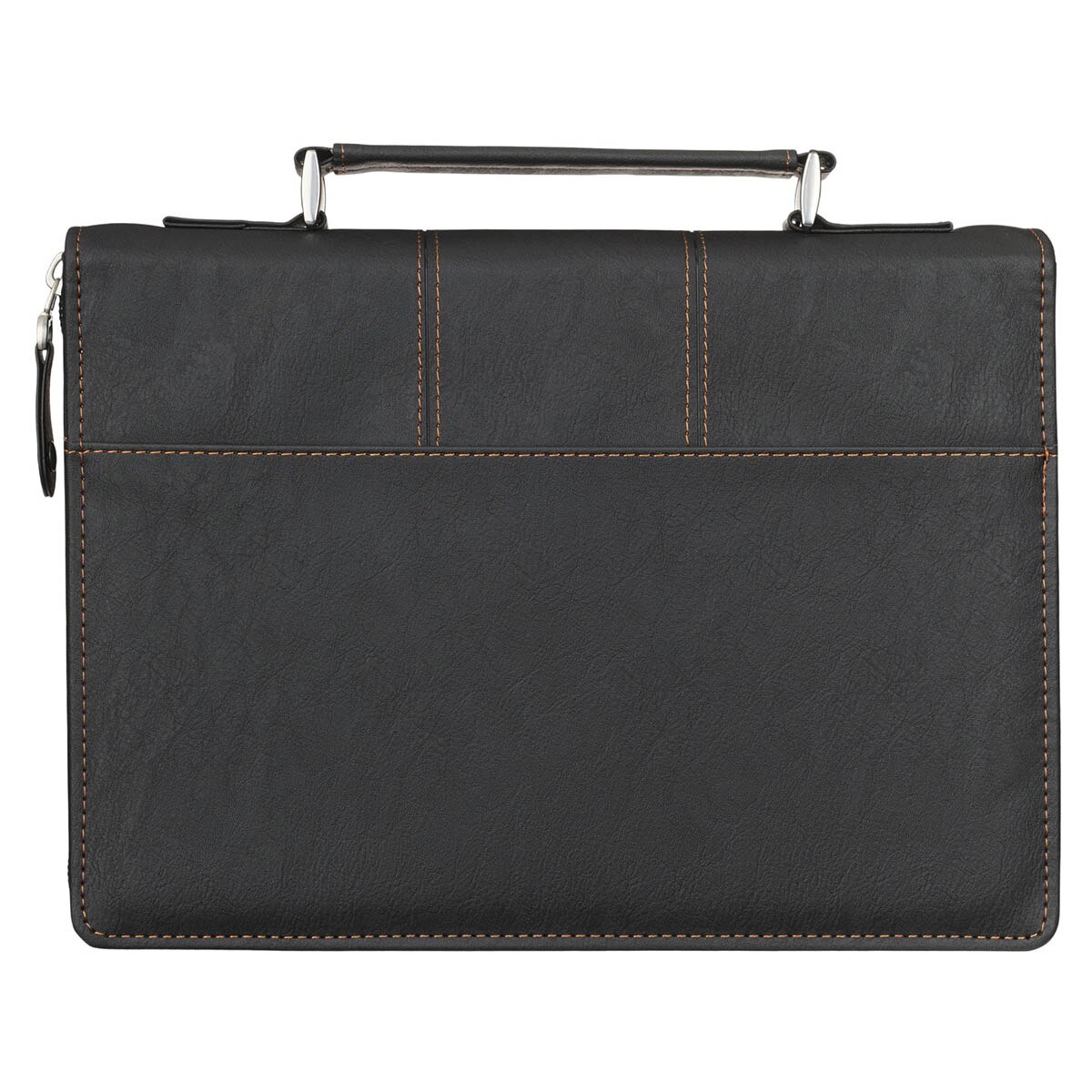 Be Strong Black Faux Leather Classic Bible Cover - Ephesians 6:10 (800160) by Christian Art Gifts, product view 4