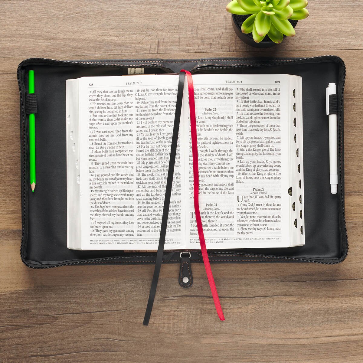 Be Strong Black Faux Leather Classic Bible Cover - Ephesians 6:10 (800160) by Christian Art Gifts, product view 3