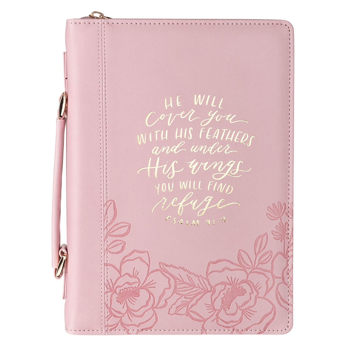 Under His Wings Pink Faux Leather Fashion Bible Cover - Psalm 91:4 by Christian Art Gifts