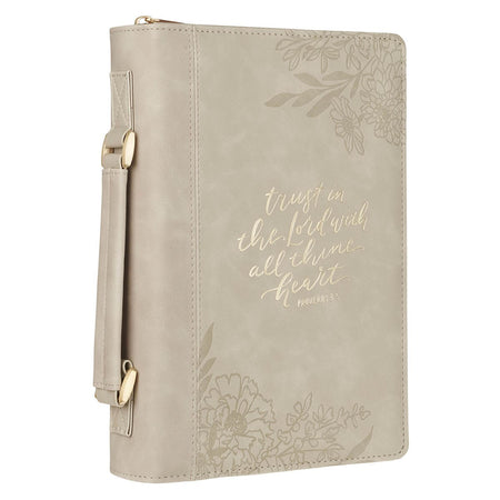 Trust in the Lord Taupe Faux Leather Fashion Bible Cover - Proverbs 3:5 by Christian Art Gifts, product view 5