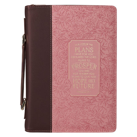 Plans to Prosper Pink and Brown Faux Leather Fashion Bible Cover - Jeremiah 29:11 by Christian Art Gifts
