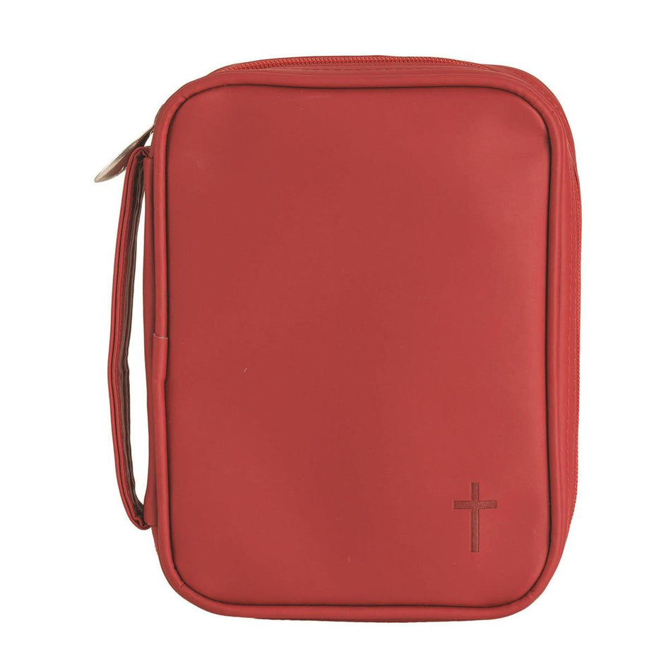 Matte Red Stitched Cross 8 x 6 Fabric Zippered Bible Cover Case with Handle by Dicksons, product view 2