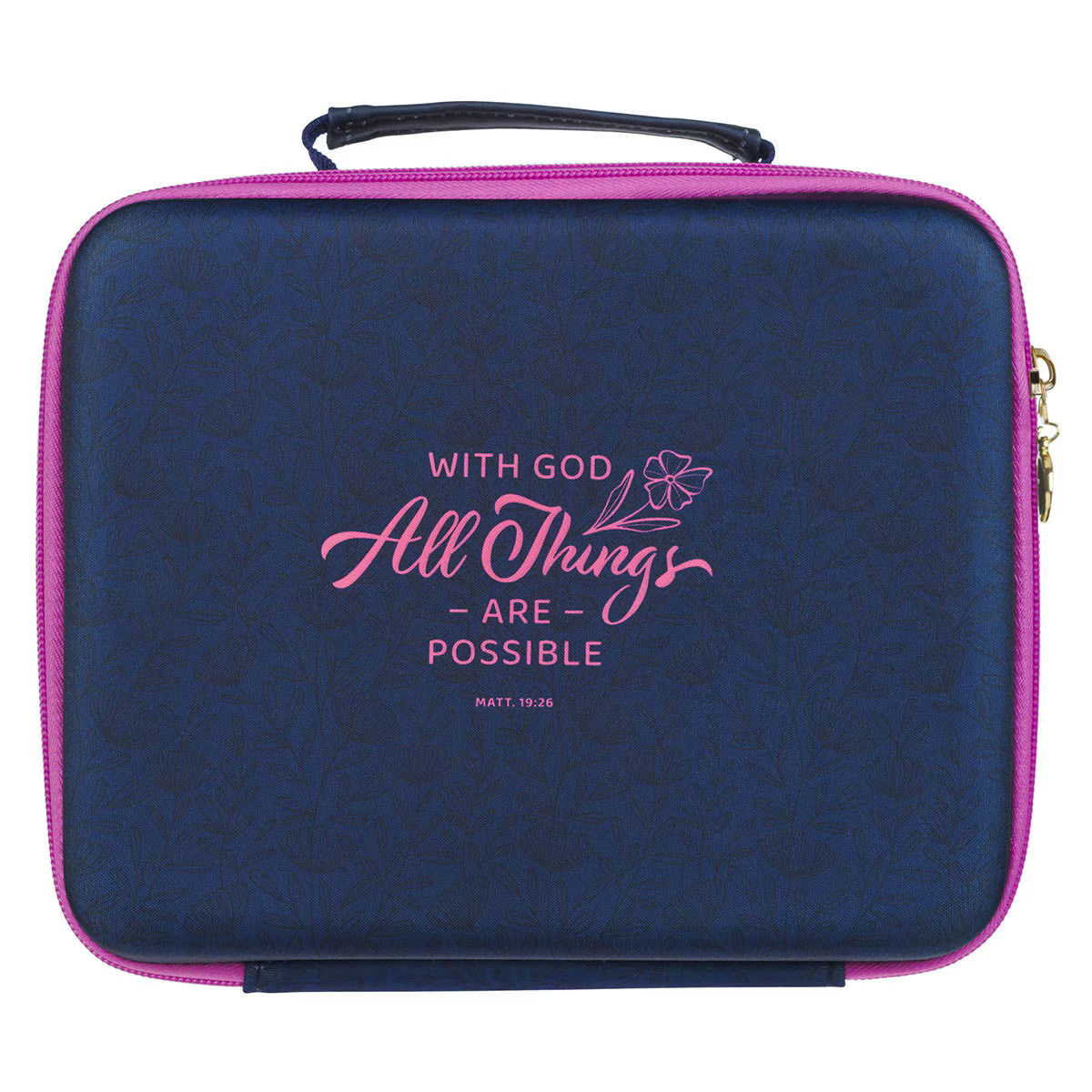 All Things Are Possible Navy Two-fold Organizer Bible Case - Matthew 1 ...