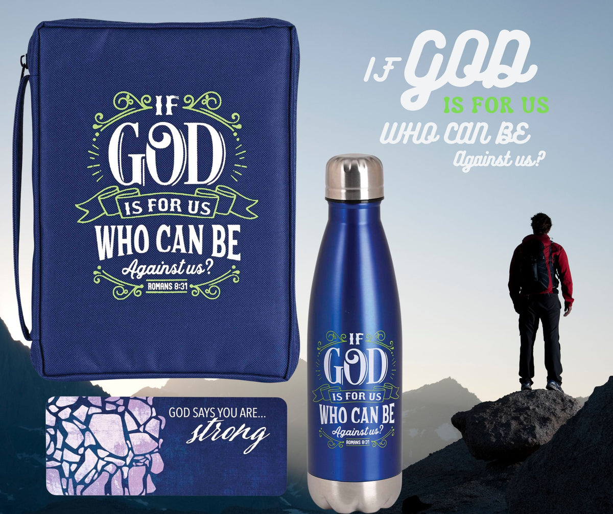 If God is for Us - Romans 8:31-10.25 x 7.12 Inch Navy Blue Polyester Bible Case by Dicksons, product view 5
