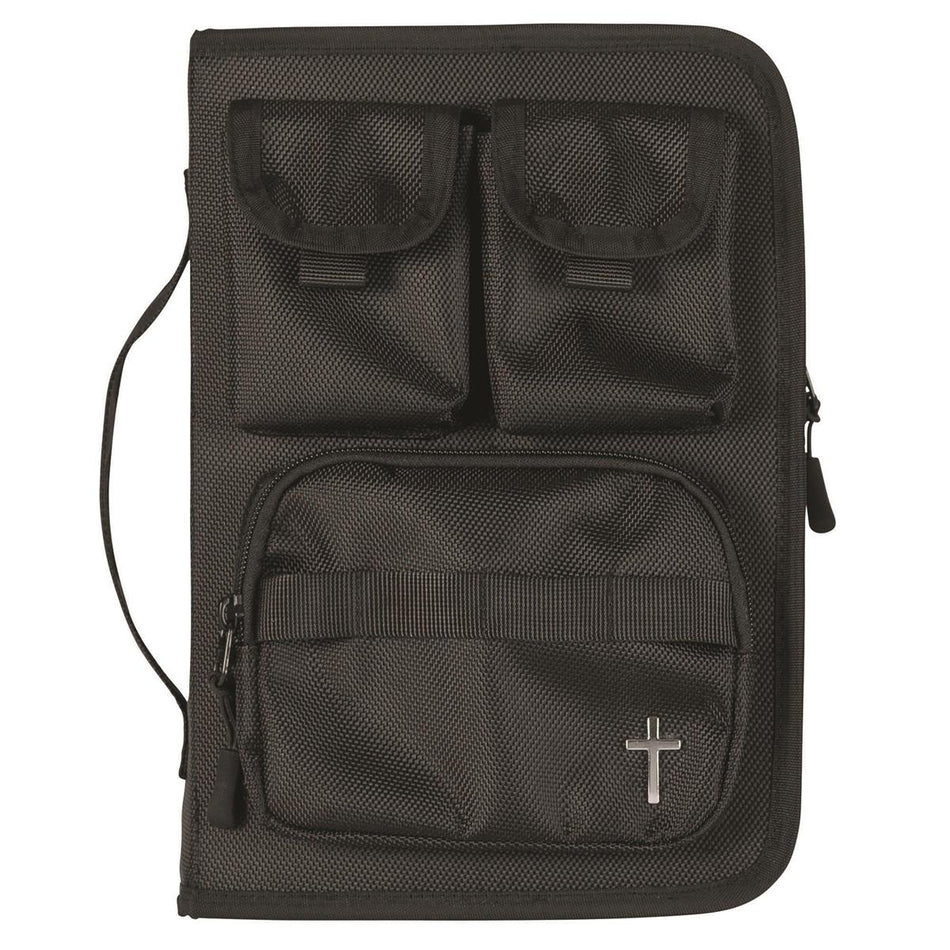 Black Cross Large Polyester Portfolio Style Bible Case Pockets with Handle by Dicksons