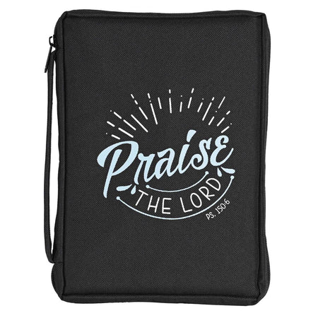 Praise The Lord Black and Blue Large 600 Denier Polyester Zipper Bible Cover by Dicksons