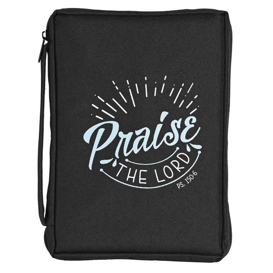 Praise The Lord Black and Blue Large 600 Denier Polyester Zipper Bible Cover by Dicksons