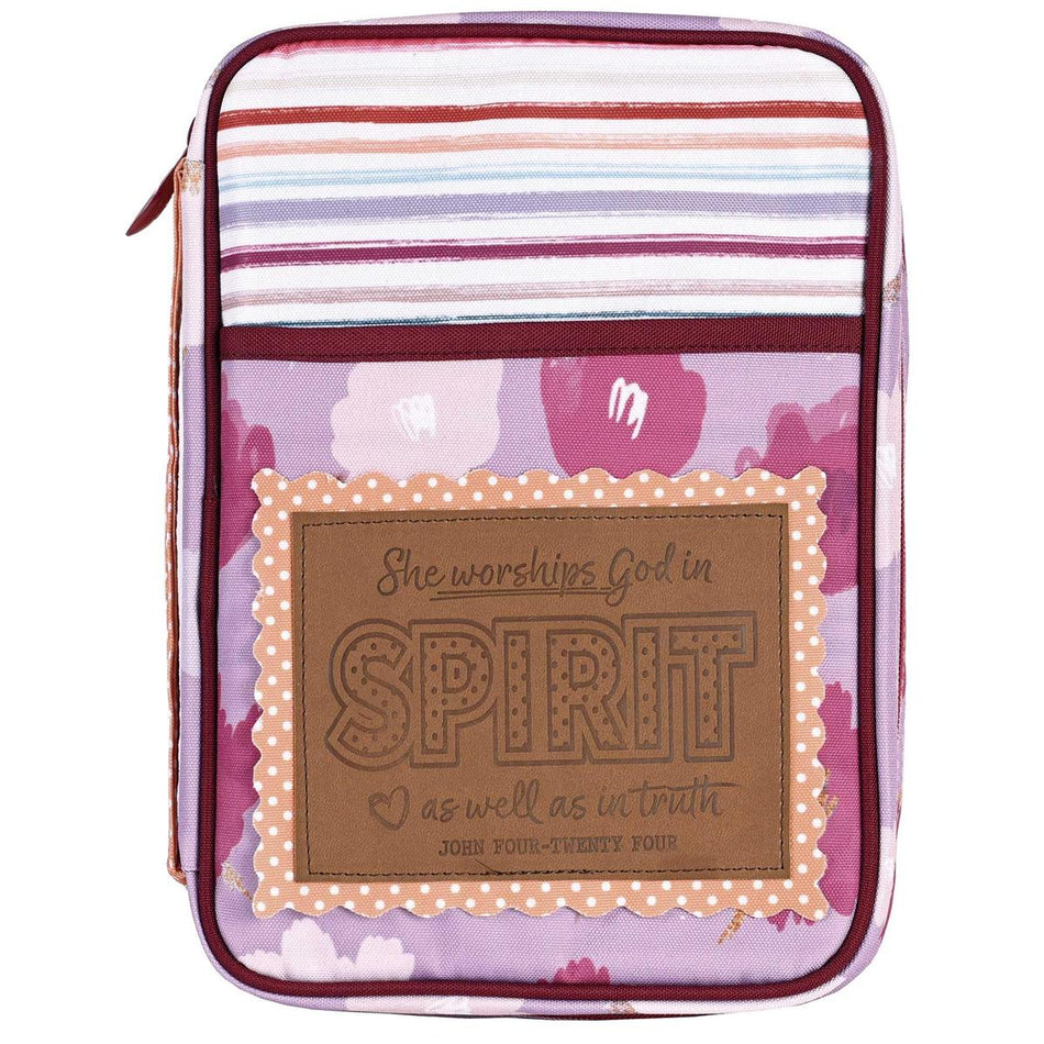She Worships God in Spirit - John 4:24-11.5 x 8.5 Inch Polyester Bible Case by Dicksons