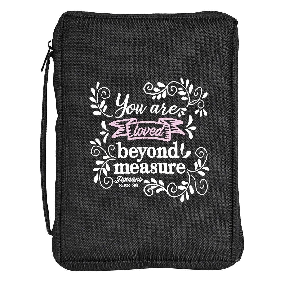 You Are Loved Black and Pink Medium 600 Denier Polyester Zipper Bible Cover by Dicksons