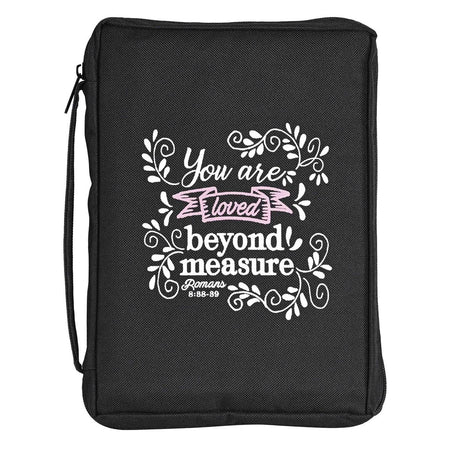 You Are Loved Black and Pink Medium 600 Denier Polyester Zipper Bible Cover by Dicksons