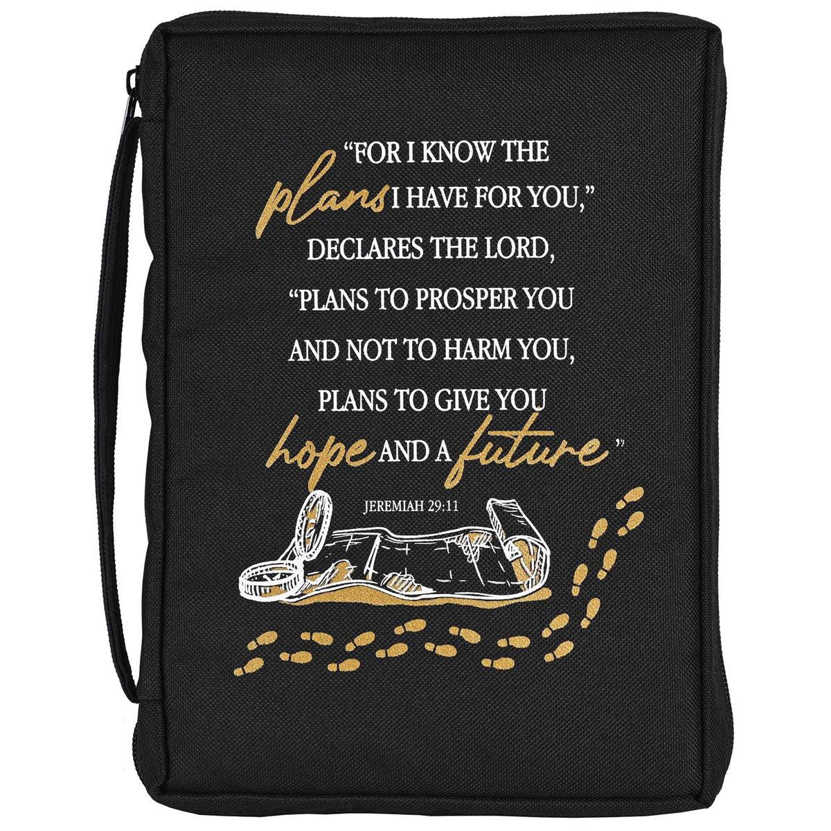 For I Know The Plans - Jeremiah 29:11-9.5 x 6.75 Inch Black Polyester Bible by Dicksons