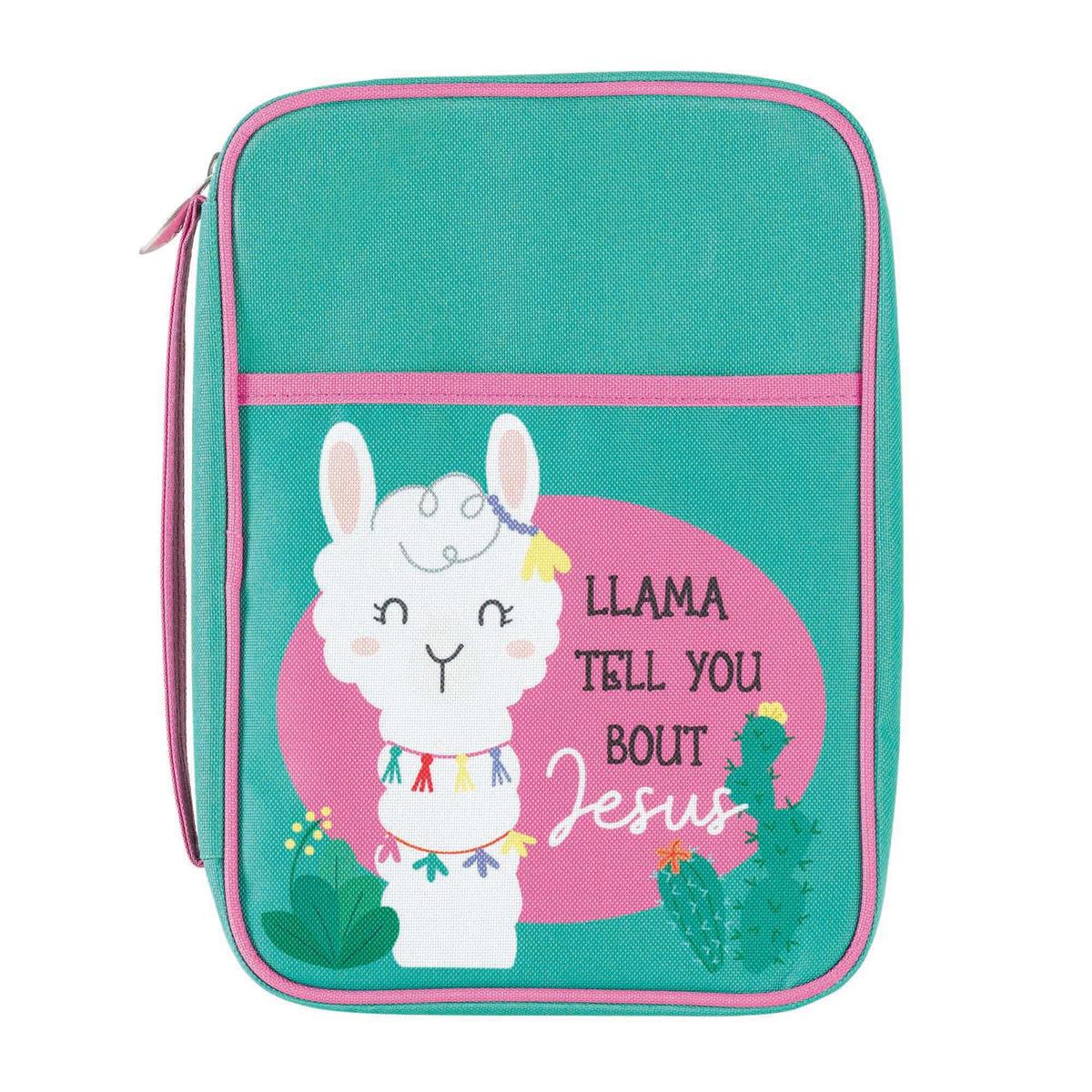 Llama Tell You About Jesus Pink Medium Canvas Bible Cover with Handle by Dicksons