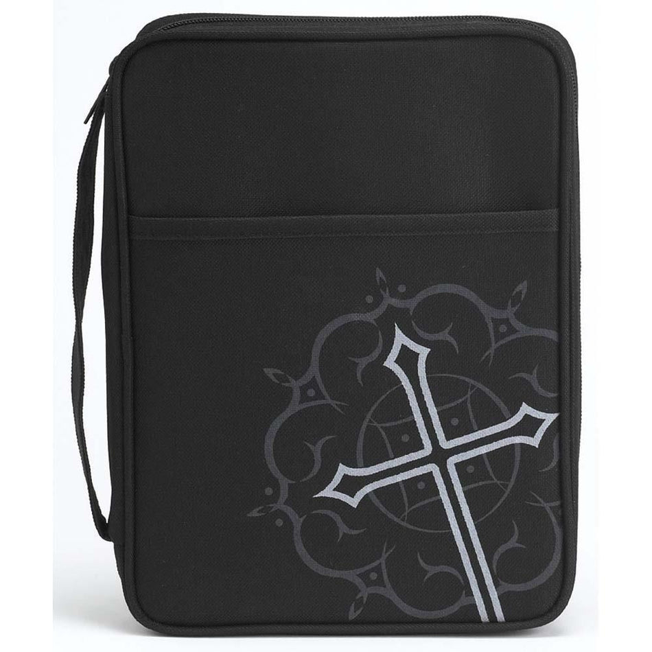Bibl Cov Black/gry Cross Ornate Nylon MD by Dicksons