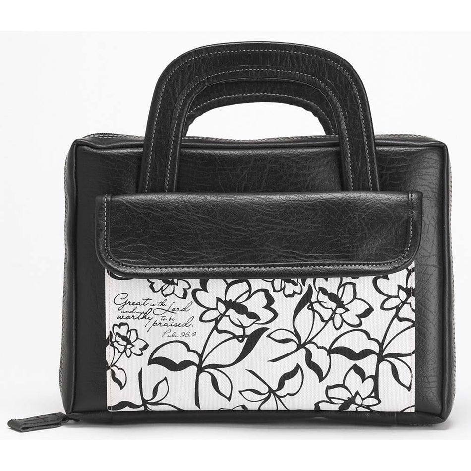Bibl Cov Floral Briefcase Large Black Vinyl by Dicksons