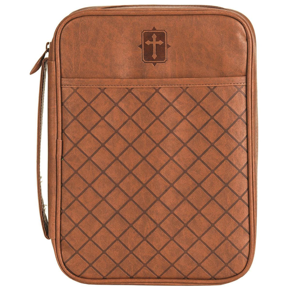 Man of God Prayer Natural Brown Large Vinyl Material Bible Cover With Handle by Dicksons