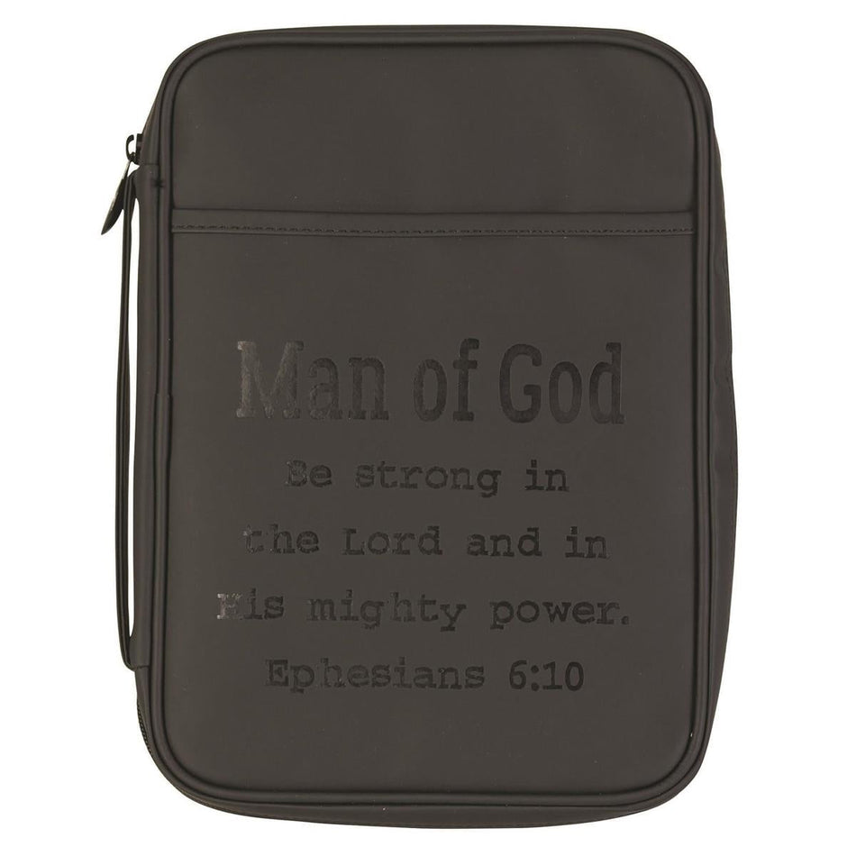 Man of God Matte Black Large Vinyl Zippered Bible Cover with Handle by Dicksons