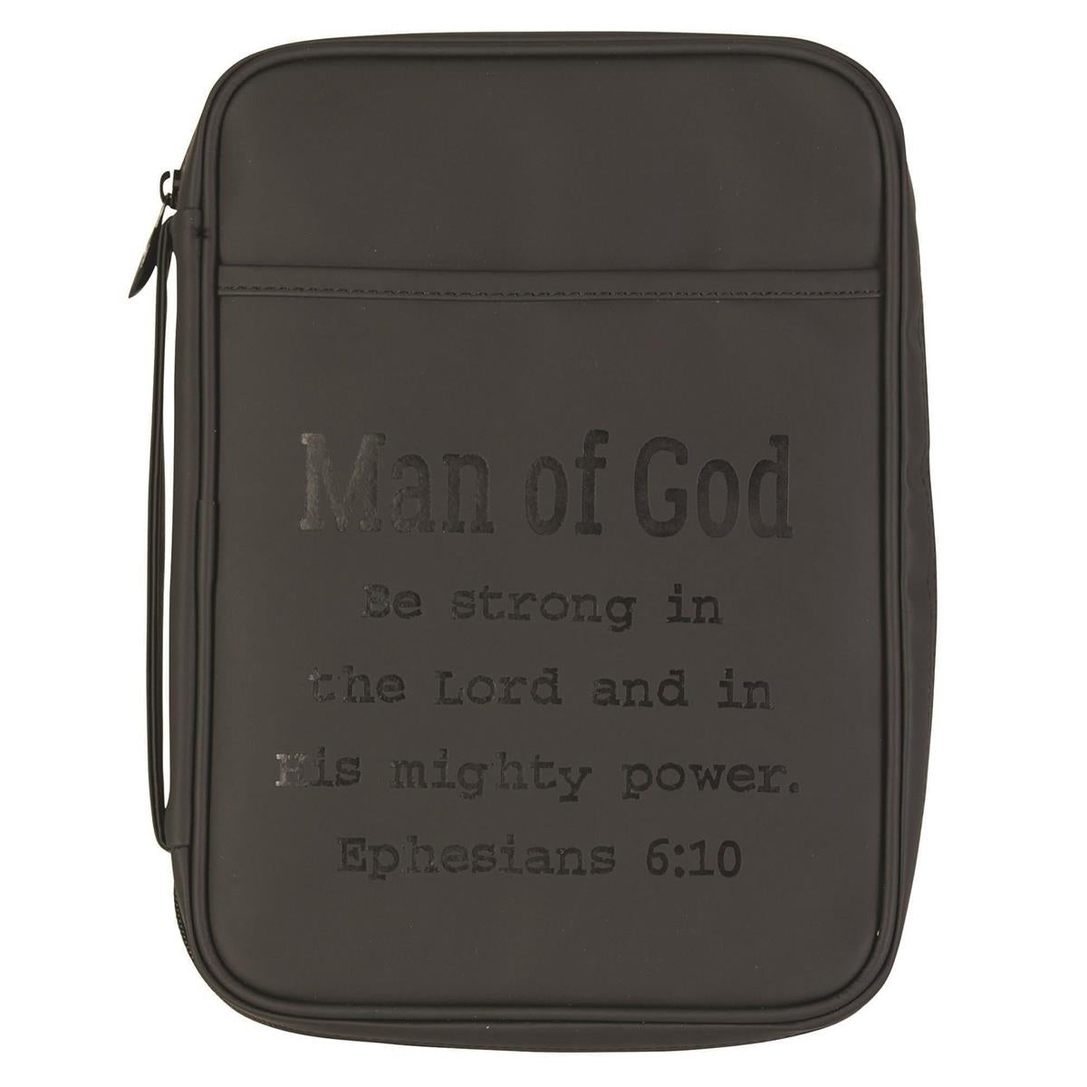 Man of God Matte Black Large Print Vinyl Zippered Bible Cover with Handle by Dicksons