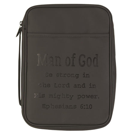 Man of God Matte Black Large Print Vinyl Zippered Bible Cover with Handle by Dicksons