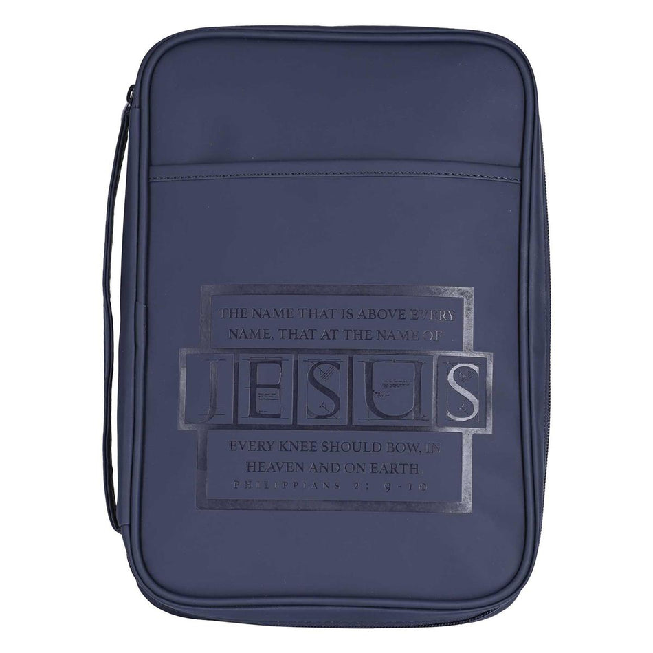 The Name Above Every Name Navy Blue Large Vinyl Zipper Bible Cover With Handle by Dicksons