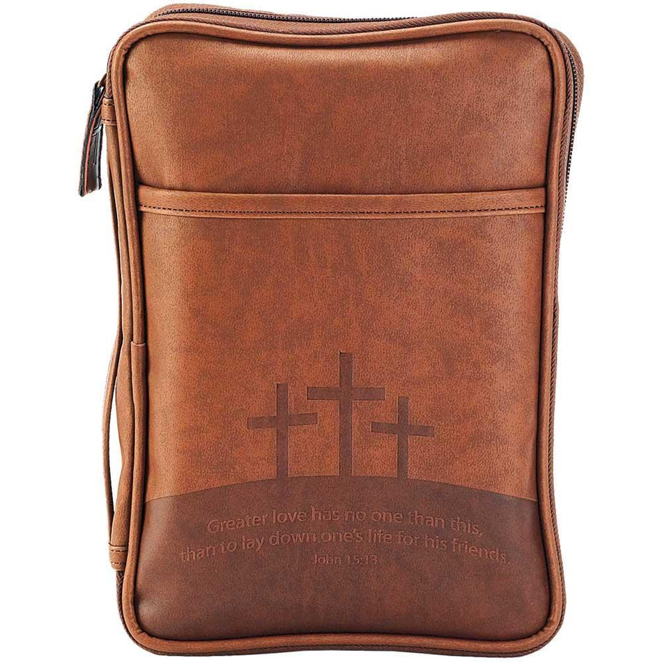 Brown Three Crosses Vinyl Bible Cover by Dicksons