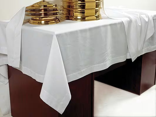 Communion Table Cover | White Blend 55/45 Polyester-Rayon | 50″ × 86″