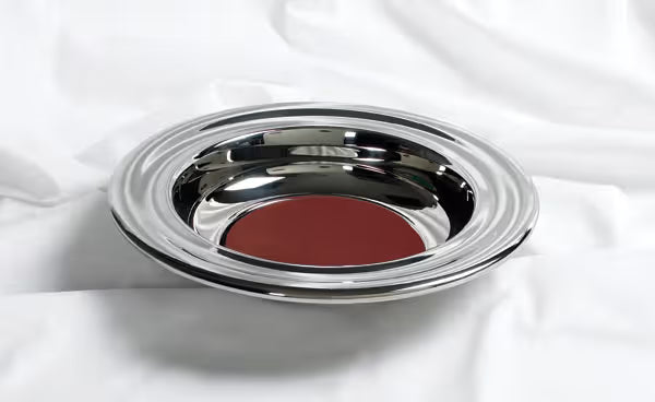 RemembranceWare Offering Plate | Silver or Brass Finish | Stainless Steel | Red Felt Insert
