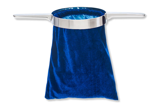Offering Bag with Handle | Blue, Purple or Red Cloth | Stainless Steel Frame