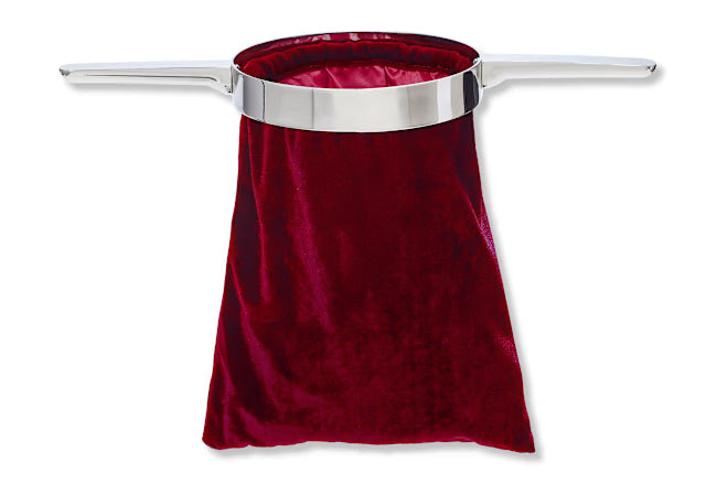 Offering Bag with Handle | Blue, Purple or Red Cloth | Stainless Steel Frame