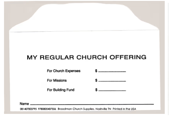 Offering Envelope: Building Fund featuring  1 Chronicles 29:6-7 (KJV) | Smaller-Size | Package of 100