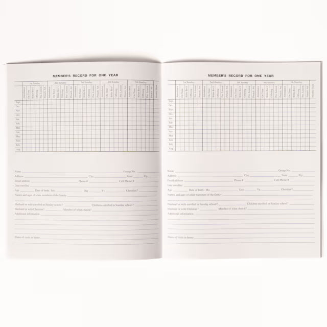 Sunday School Record Book: Form 183-S | 31-Member Class | Softcover