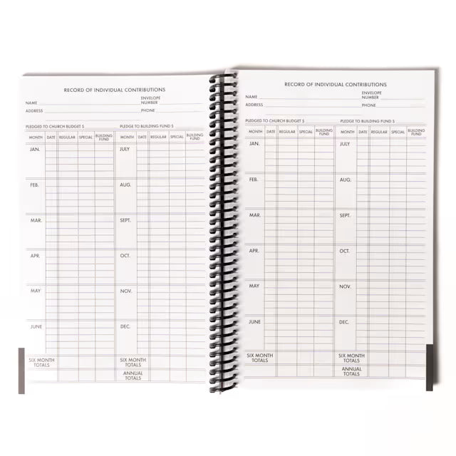 Finance Record Book for Small Churches | Comb‑Bound Ledger | Covers ~150 Members