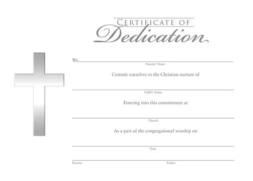 Certificate of Dedication – Foil Stamped (Flat) | Silver-Embossed Cross | Pack of 6