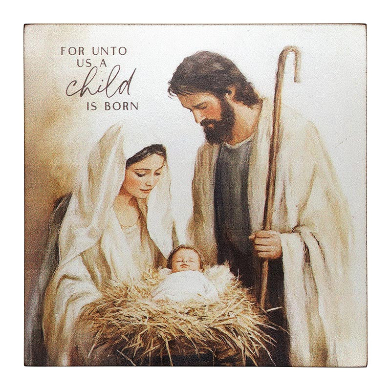 Holy Family Word Block - For Unto Us