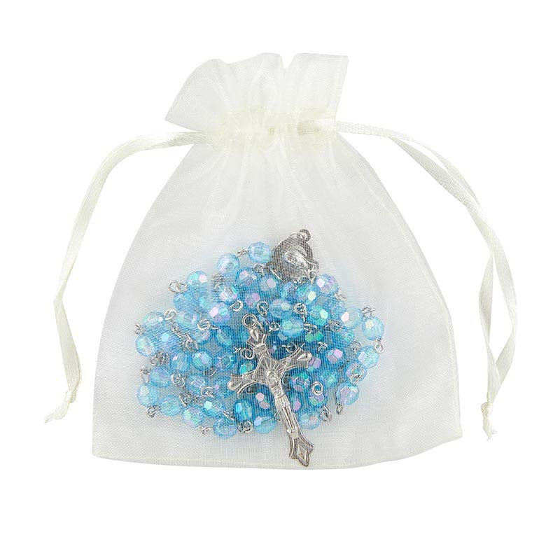 Light Blue Crystal Rosary by Catholic Brands, product view 2