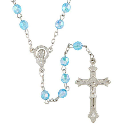 Light Blue Crystal Rosary by Catholic Brands