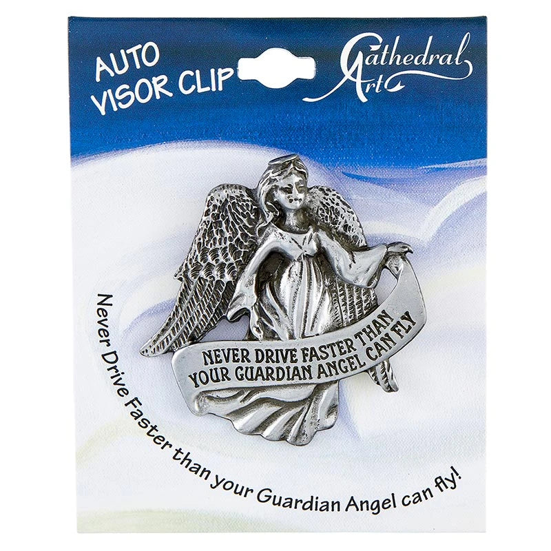 Never Drive Faster Angel Visor Clip