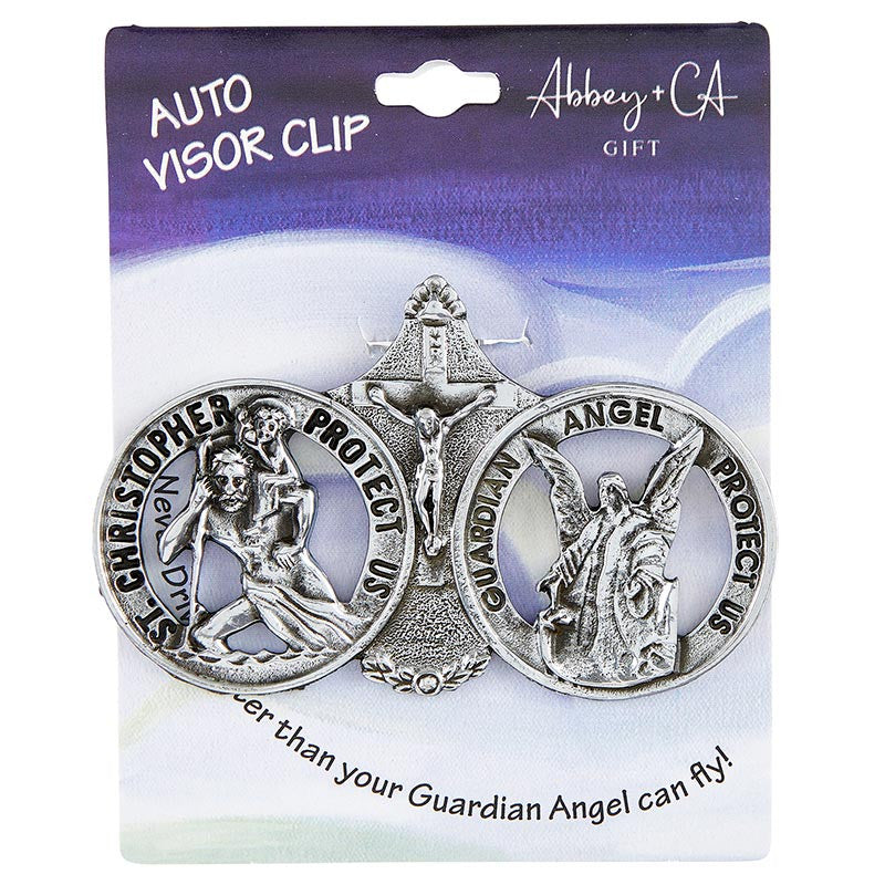 Saint Christopher/Guardian Angel Visor Clips (BK-12636)
