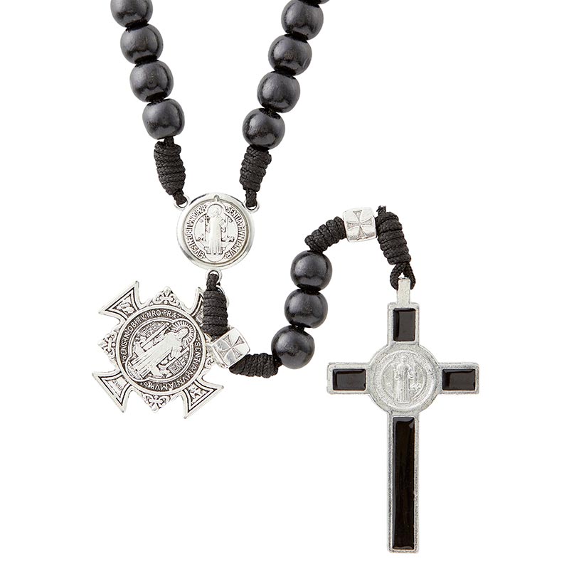 Black Saint Benedict Paracord Rosary by Catholic Brands, product view 2
