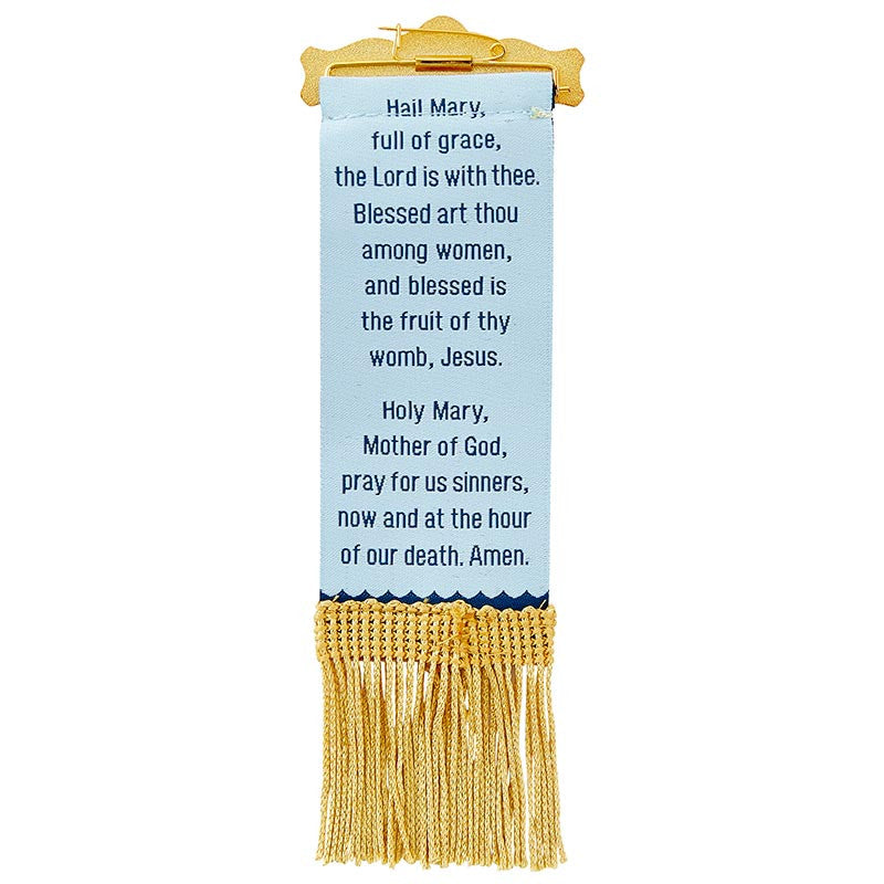 Vintage Ribbon Pin With Tassels - Our Lady Of Grace