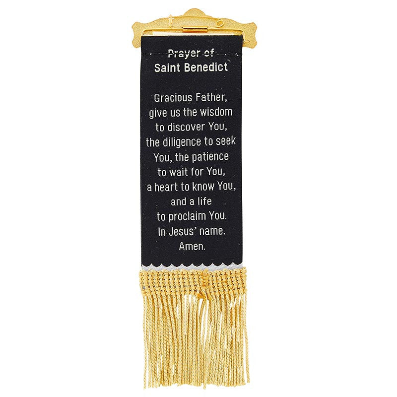 Vintage Ribbon Pin With Tassels - Saint Benedict