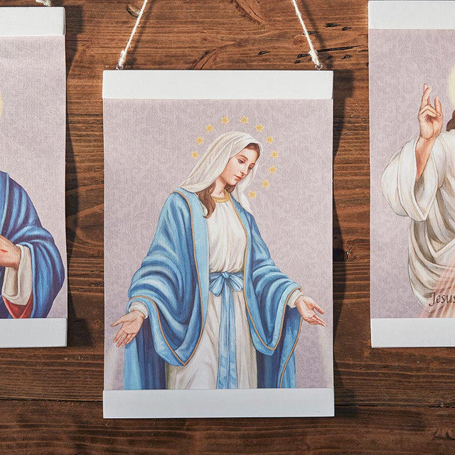 Our Lady Of Grace Canvas Wall Hang - Gray Background