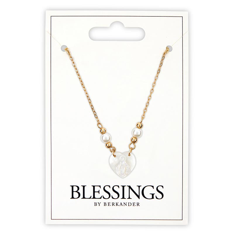 Heart Shaped Our Lady of Grace Pendant Necklace