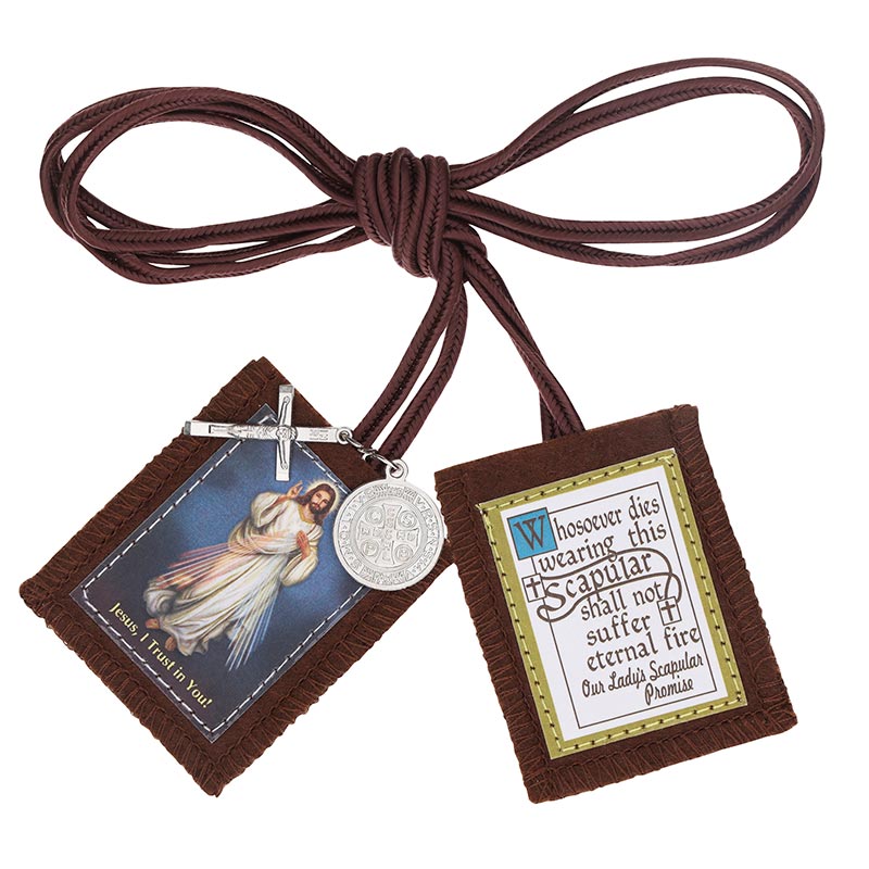 Michael Adams Brown Scapular - Divine Mercy by Catholic Brands, product view 2